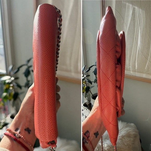 Chanel Half Moon Wallet on Chain Orange Caviar Leather Silver Hardware - Picture 6 of 10